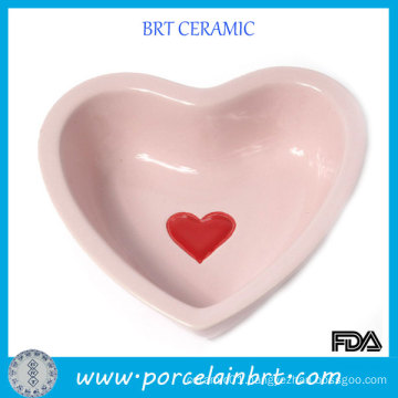 Pink Heart-Shaped Dog Bowl Pet Feeder